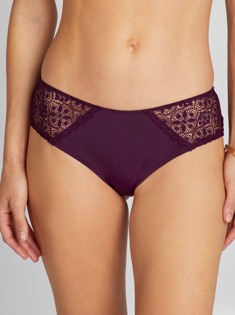 Culotte in microfibra e pizzo VIOLA - Kiabi