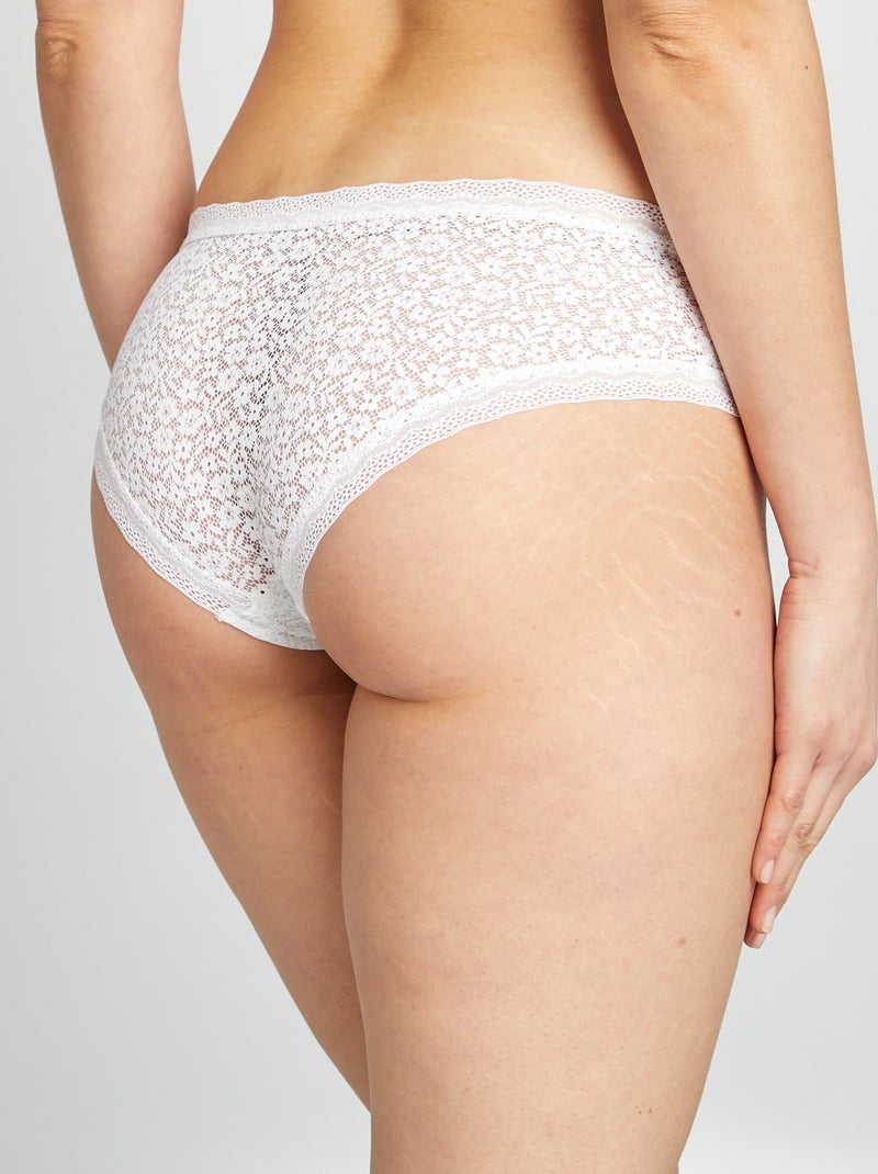 Culotte in pizzo a fiori bianco - Kiabi