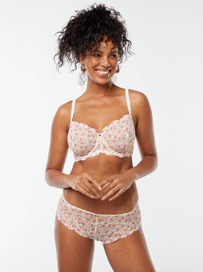 Culotte in pizzo floreale traforato BLU - Kiabi