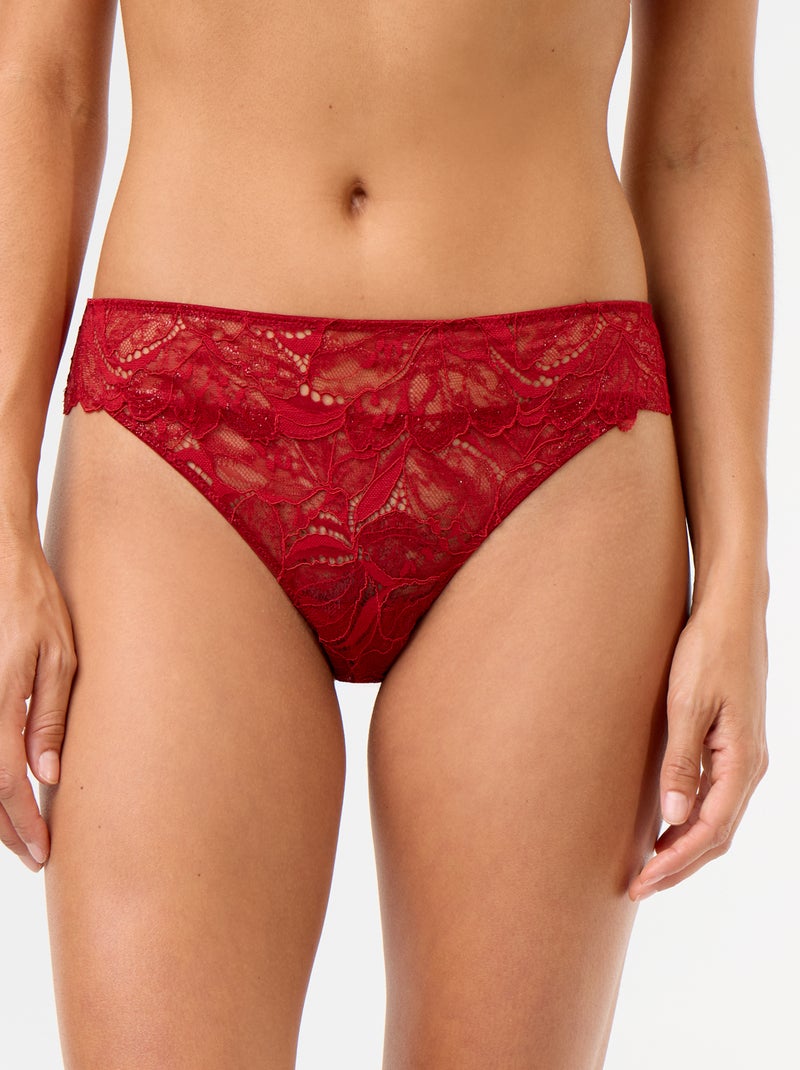 Culotte in pizzo glitterato Rosso - Kiabi