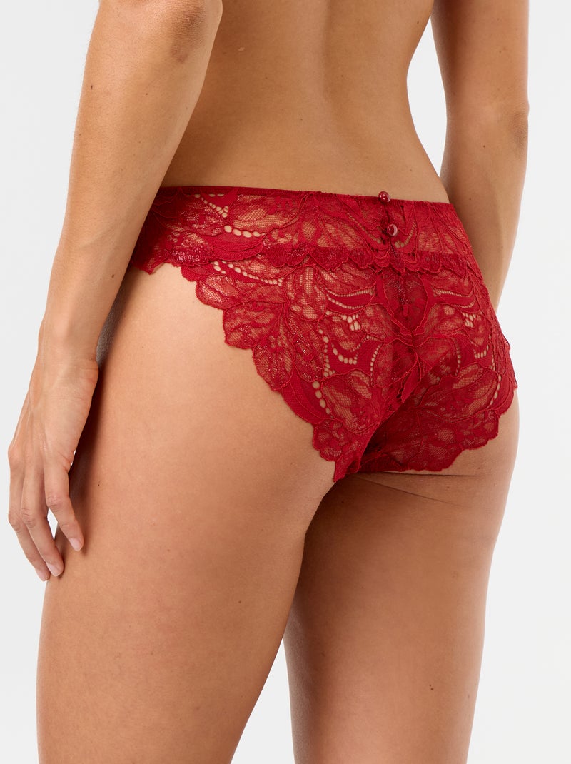Culotte in pizzo glitterato Rosso - Kiabi