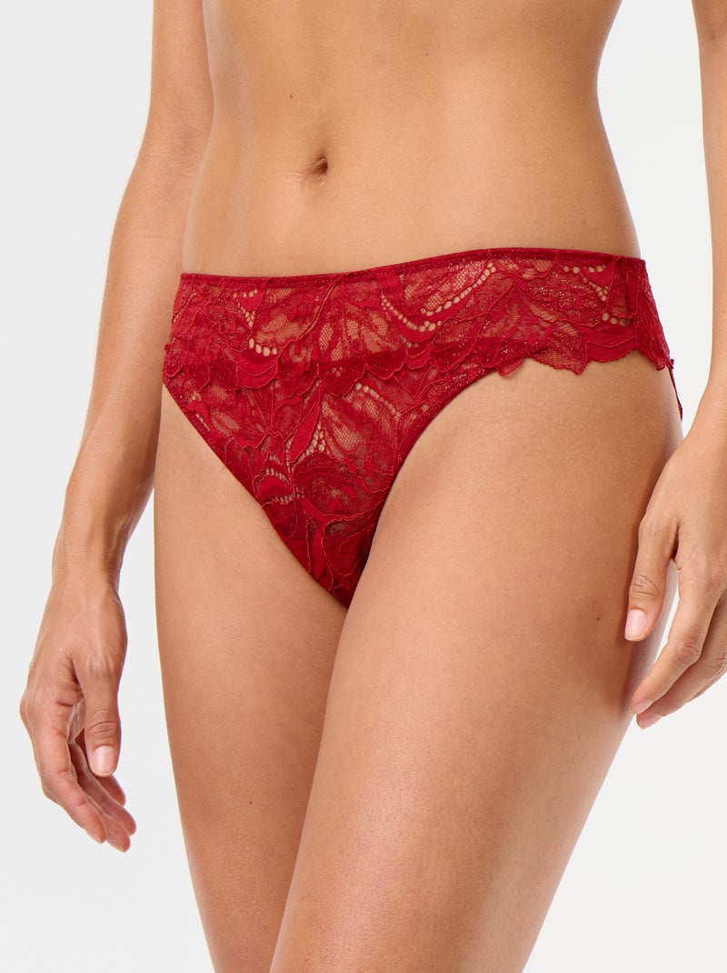 Culotte in pizzo glitterato Rosso - Kiabi