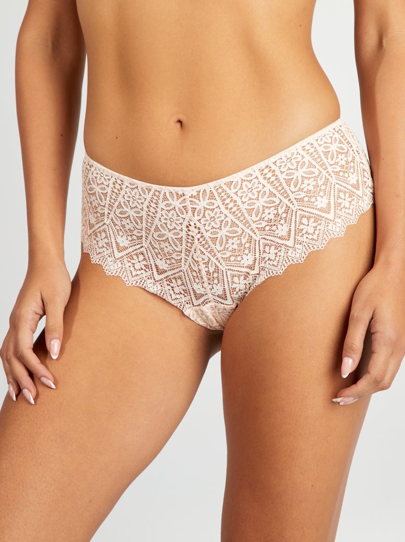 Culotte in pizzo trasparente ROSA - Kiabi
