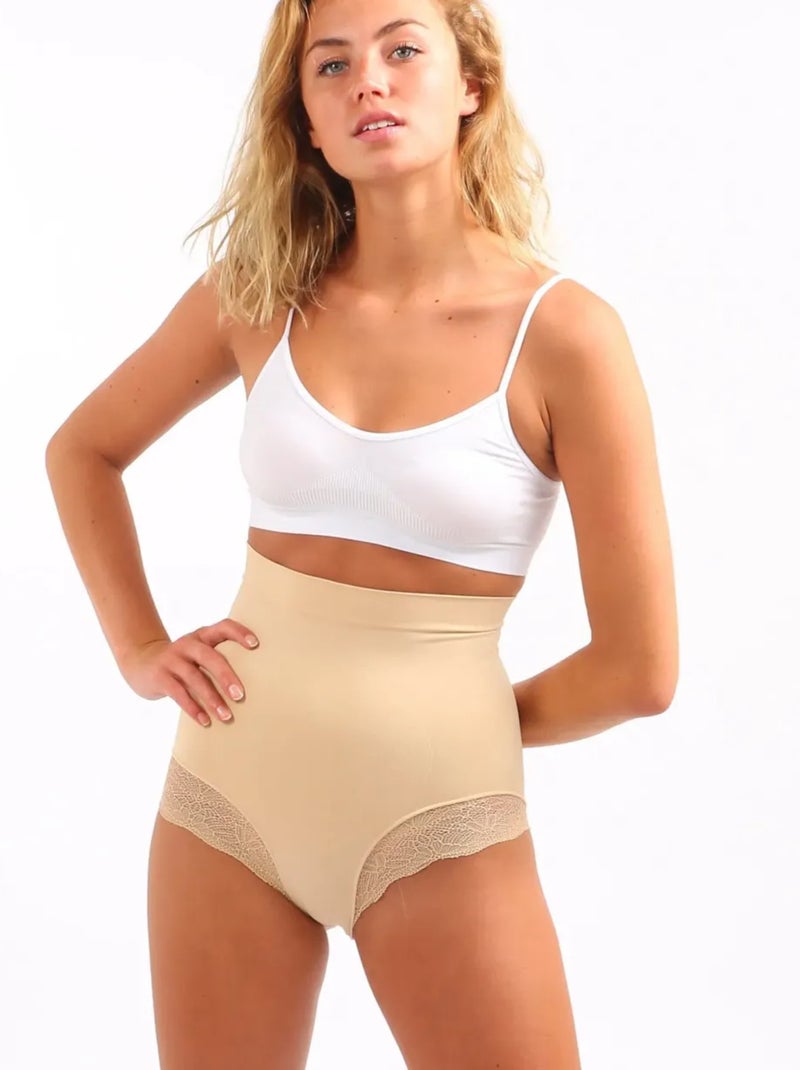 Culotte Pizzo snellente Pancia piatta Beige - Kiabi