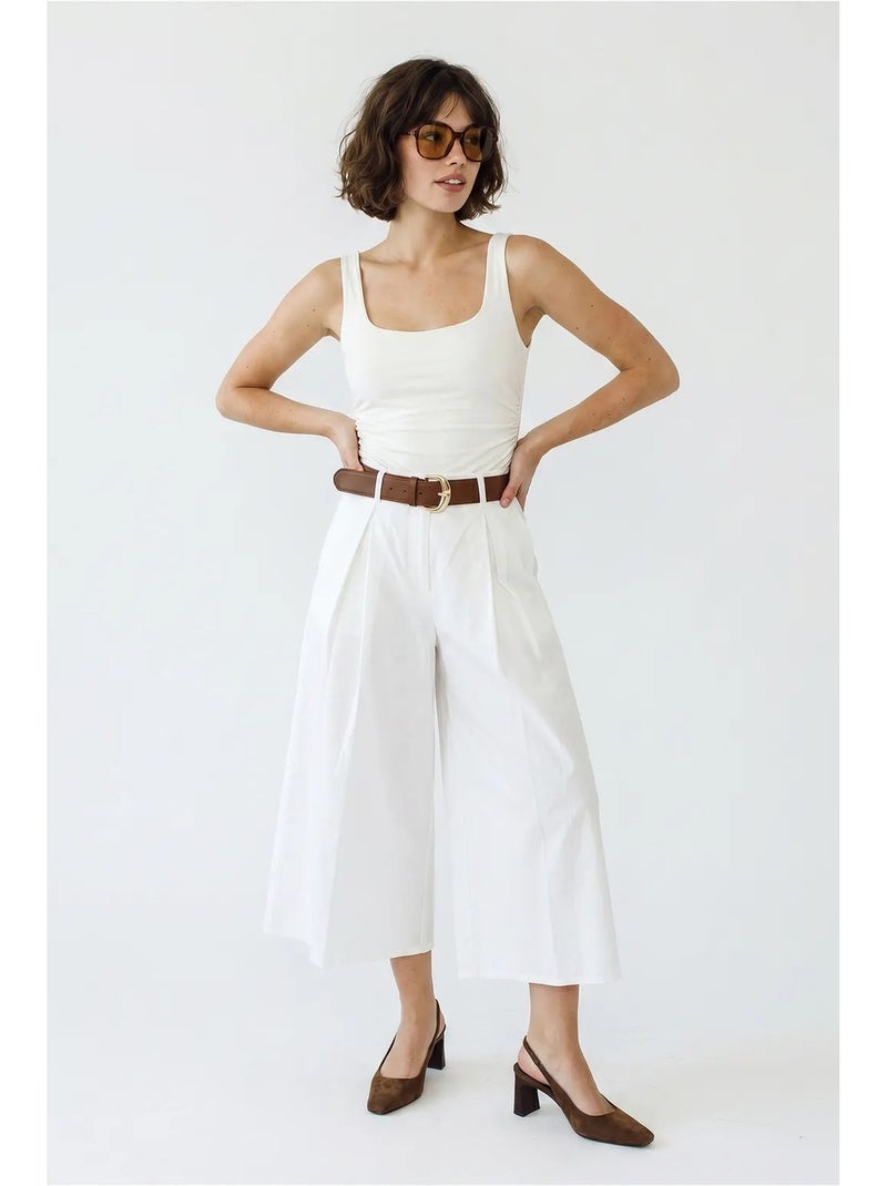 Culotte plissettate a vita alta a gamba ampia lucci Bianco - Kiabi