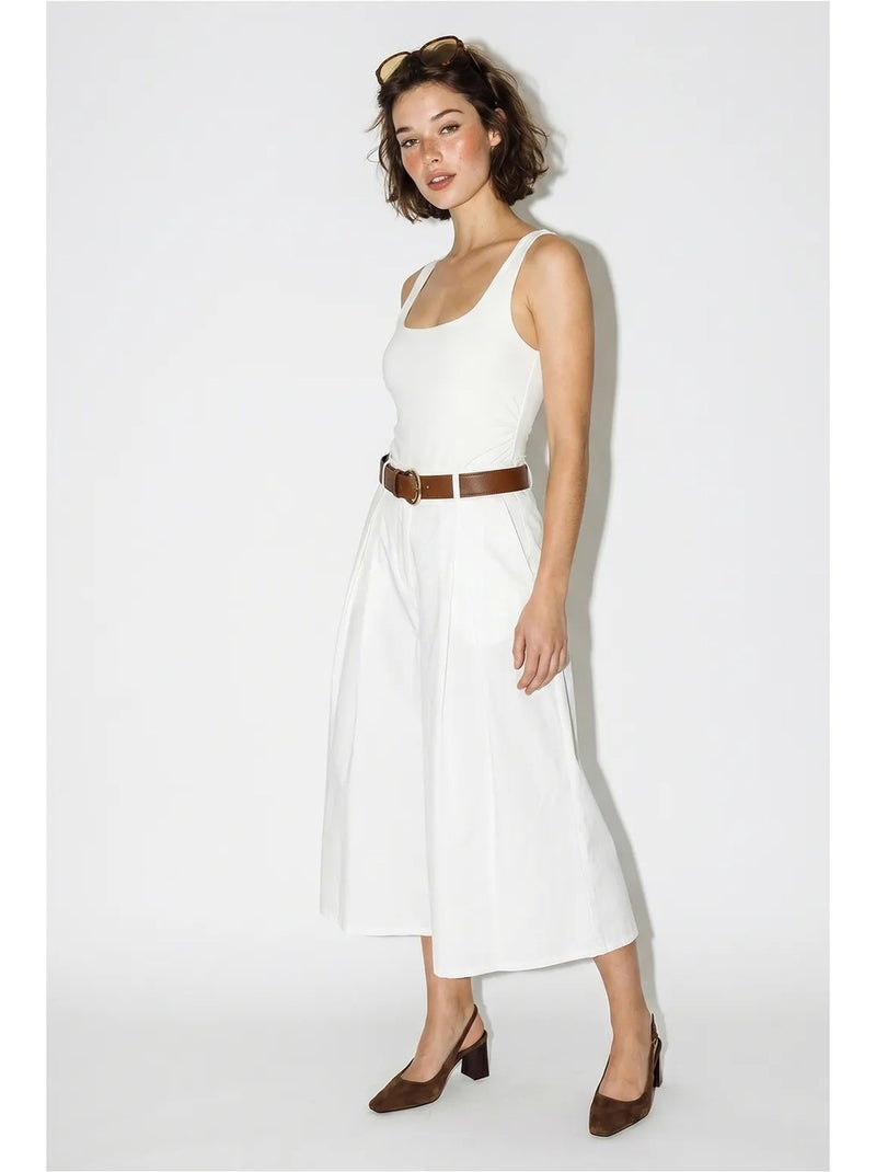 Culotte plissettate a vita alta a gamba ampia lucci Bianco - Kiabi