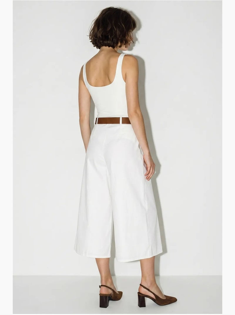 Culotte plissettate a vita alta a gamba ampia lucci Bianco - Kiabi