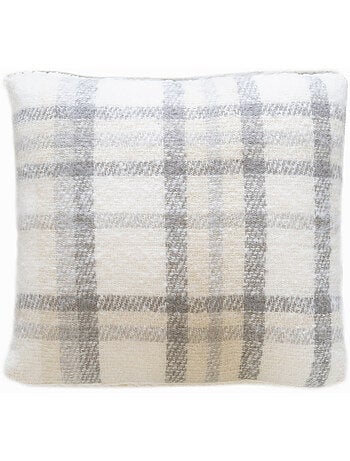 Cuscino a quadri effetto mohair con retro in sherpa