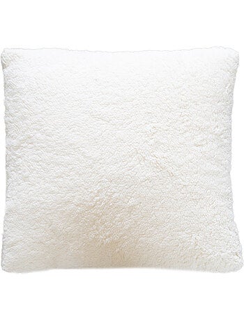 Cuscino a quadri effetto mohair con retro in sherpa