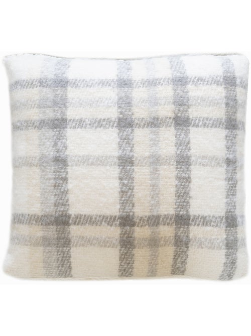Cuscino a quadri effetto mohair con retro in sherpa - Kiabi