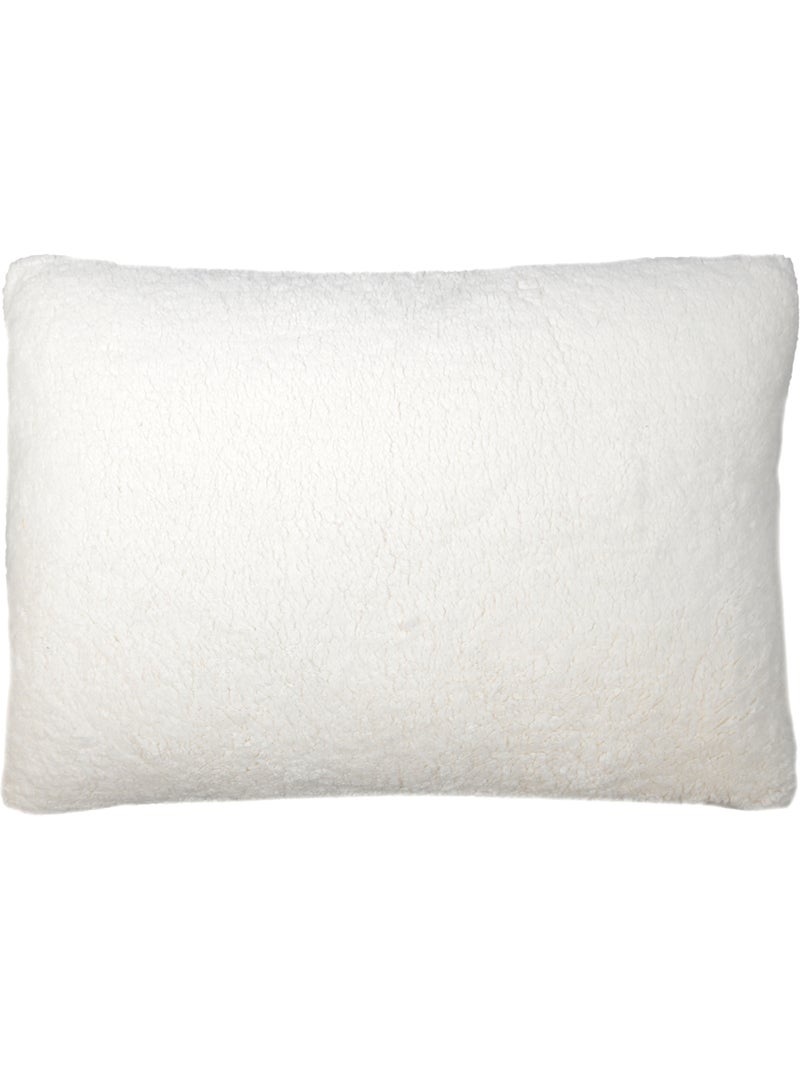 Cuscino a quadri effetto mohair con retro in sherpa Ecru - Kiabi