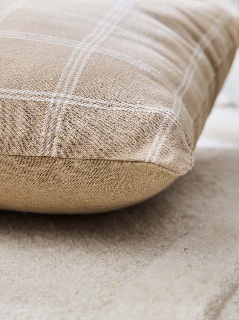 Cuscino a quadri rimovibile in policotone intrecciato Beige sabbia - Kiabi