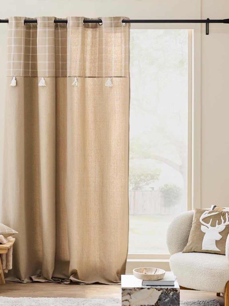 Cuscino a quadri rimovibile in policotone intrecciato Beige sabbia - Kiabi