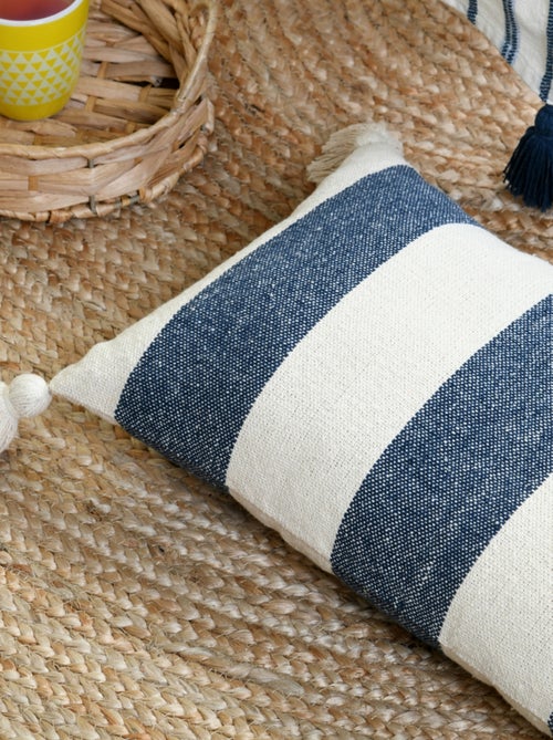 Cuscino a righe blu con pompon - Kiabi