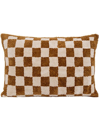 Cuscino a scacchiera itha giallo ocra 38x58cm