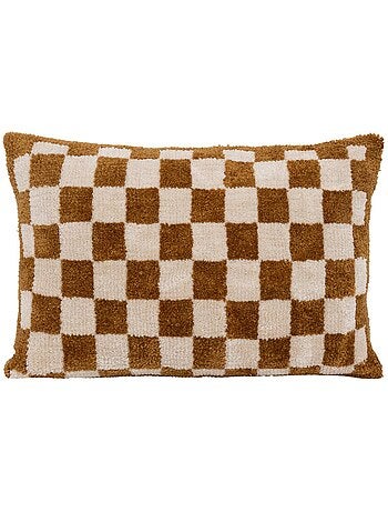 Cuscino a scacchiera itha giallo ocra 38x58cm