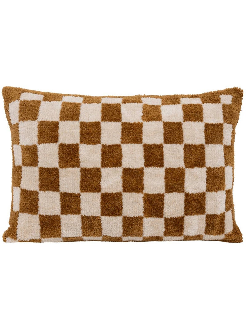 Cuscino a scacchiera itha giallo ocra 38x58cm Lino - Kiabi