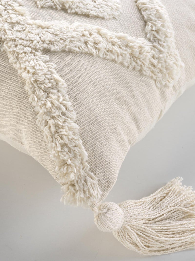 Cuscino bohémien con rivestimento sfoderabile Bianco sporco - Kiabi
