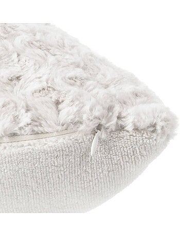 Cuscino bouclette con pelliccia riccia beige 45x45cm