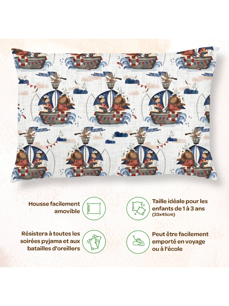 Cuscino con federa inclusa - Cotone OEKO-TEX | SUPERBE BEBE Bianco Blu - Kiabi