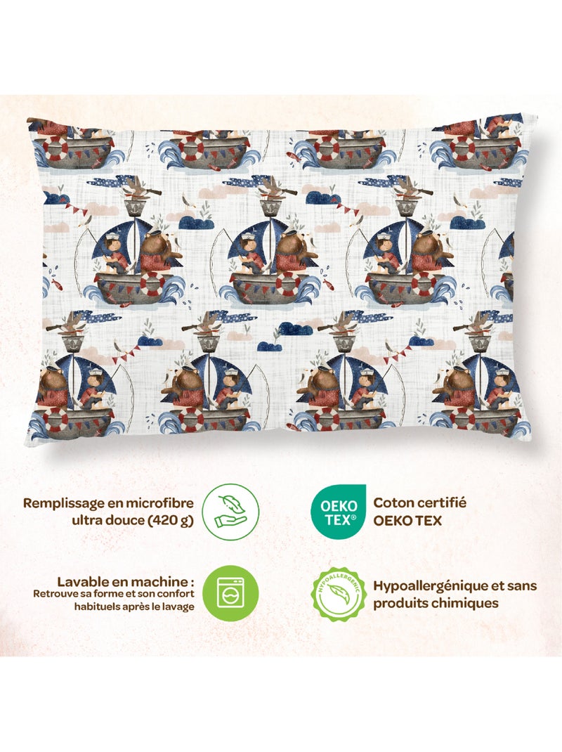 Cuscino con federa inclusa - Cotone OEKO-TEX | SUPERBE BEBE Bianco Blu - Kiabi