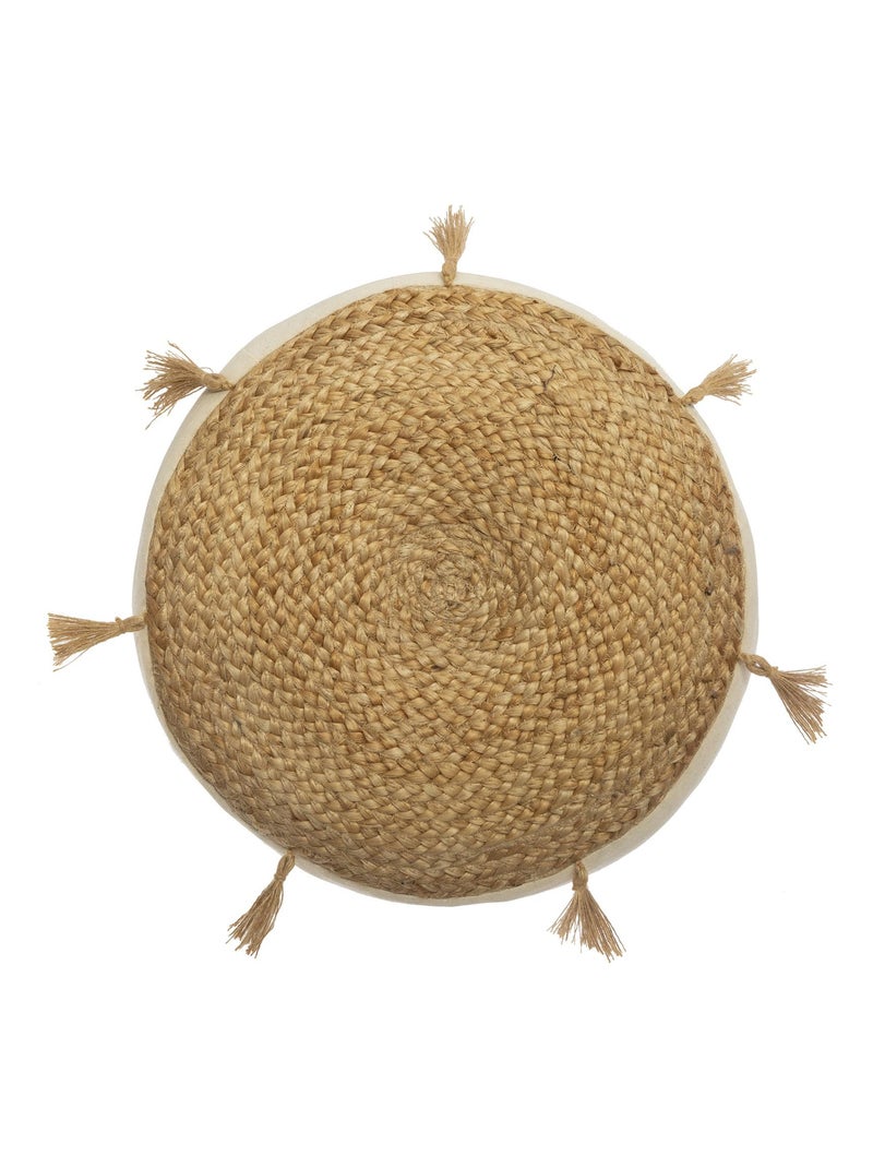 Cuscino da terra in iuta con nappe Beige - Kiabi
