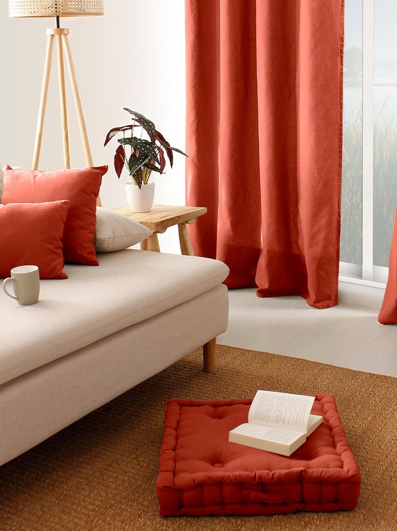 Cuscino da terra liscio in puro cotone Rosso mattone - Kiabi