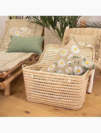 Cuscino decorativo in cotone con motivo a margherita