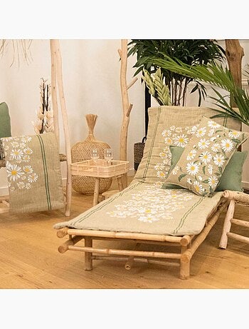 Cuscino decorativo in cotone con motivo a margherita