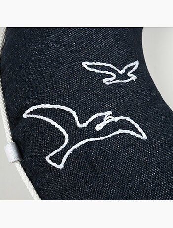 Cuscino decorativo in policotone con boa marina