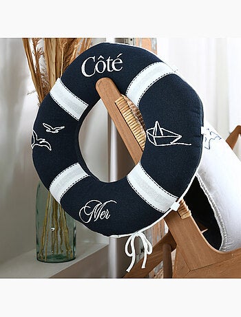 Cuscino decorativo in policotone con boa marina