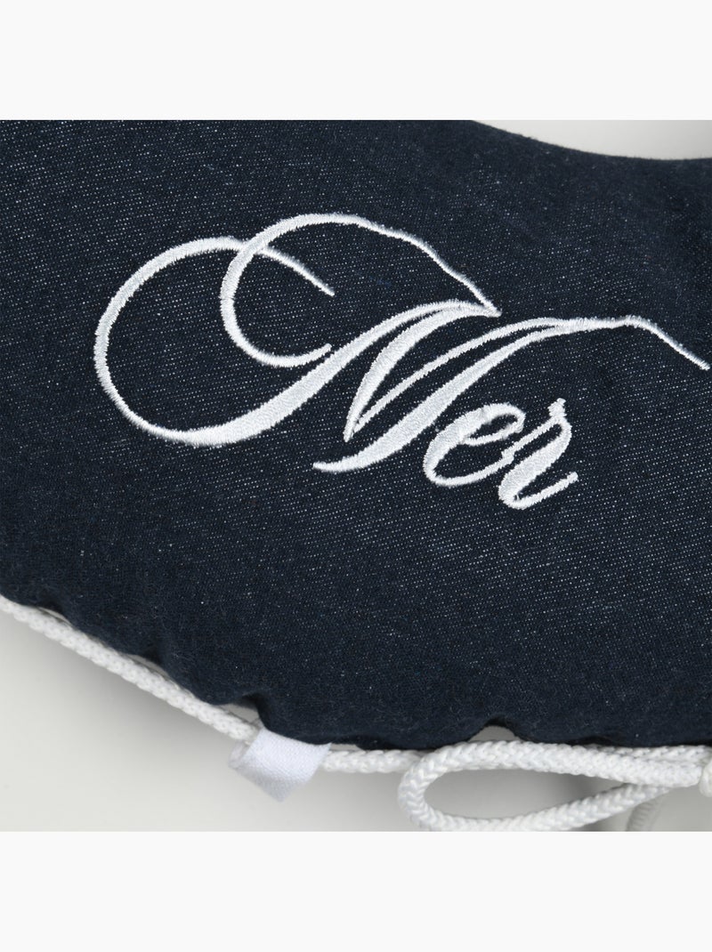 Cuscino decorativo in policotone con boa marina Blu marino - Kiabi