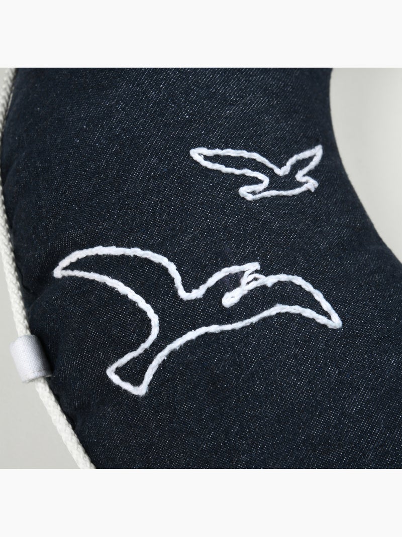 Cuscino decorativo in policotone con boa marina Blu marino - Kiabi
