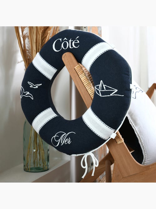 Cuscino decorativo in policotone con boa marina - Kiabi Cuscino decorativo in policotone con boa marina - Kiabi
