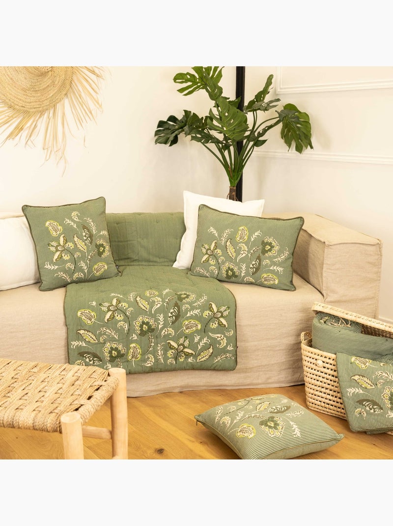 Cuscino decorativo in polilinea con motivo floreale Verde oliva - Kiabi