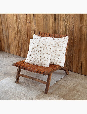 Cuscino decorativo maculato con trama a riccioli e retro in velluto