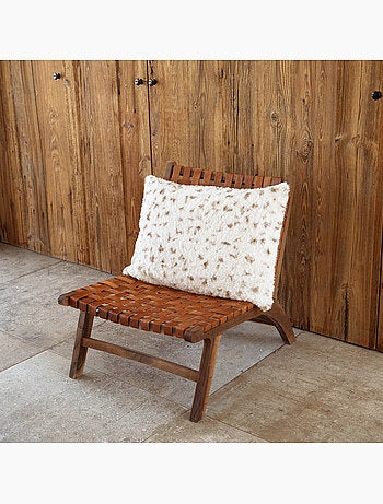 Cuscino decorativo maculato con trama a riccioli e retro in velluto