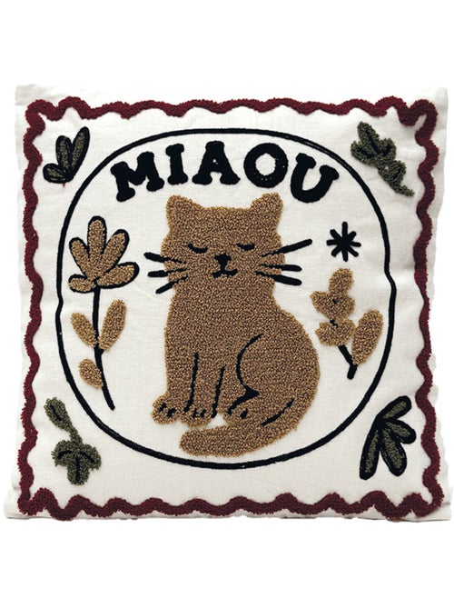 Cuscino decorativo ricamato con motivo a gatto - Kiabi