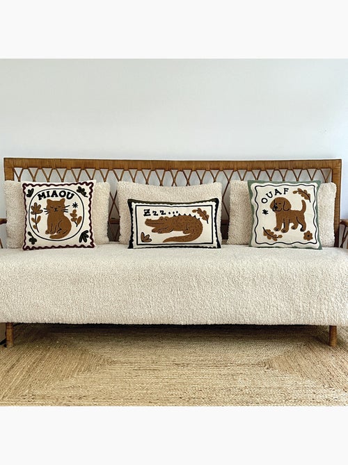 Cuscino decorativo ricamato con motivo a gatto - Kiabi