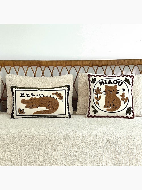 Cuscino decorativo ricamato con motivo a gatto - Kiabi