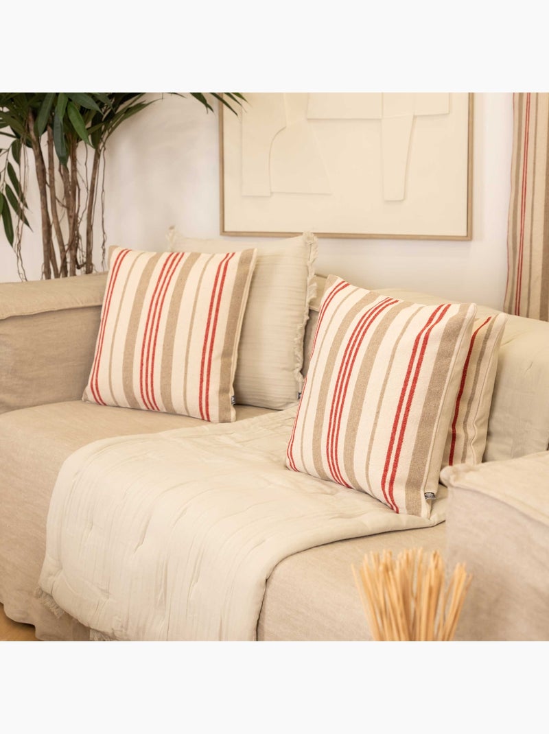 Cuscino decorativo trapuntato a righe in tessuto canvas Rosso - Kiabi
