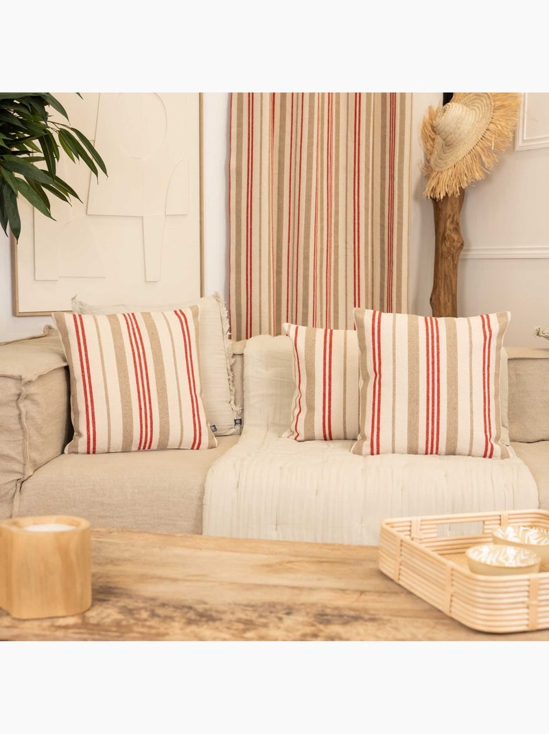 Cuscino decorativo trapuntato a righe in tessuto canvas Rosso - Kiabi