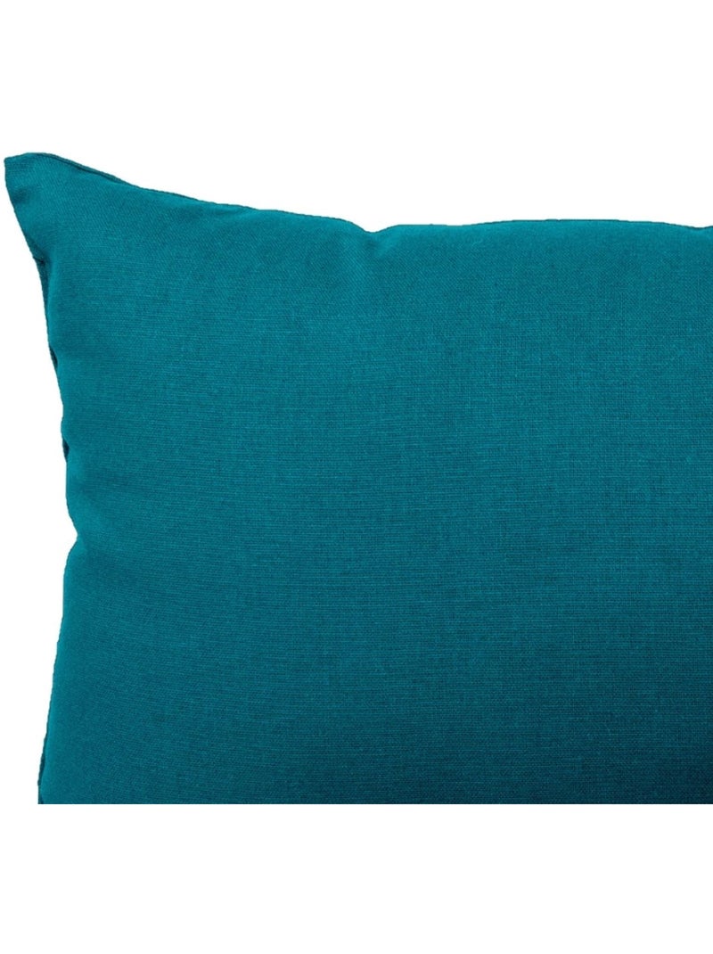 Cuscino in cotone a tinta unita con fodera non sfoderabile Blu pavone - Kiabi