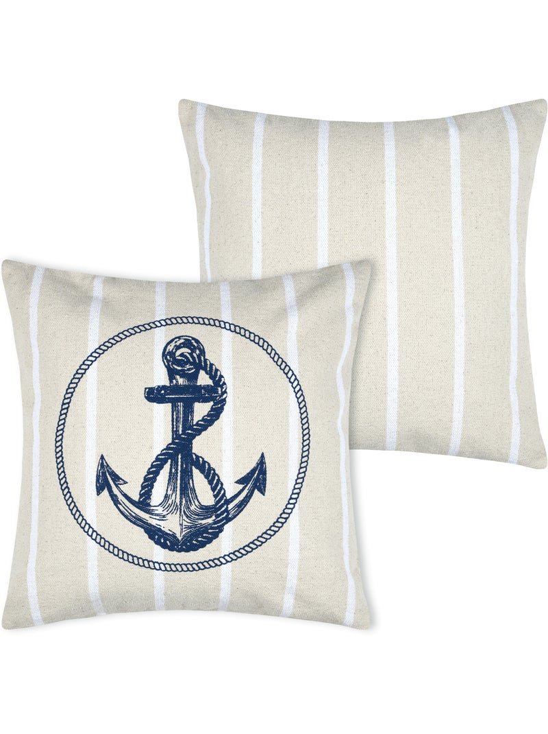 Cuscino in cotone con motivo di ancore Blu marino - Kiabi