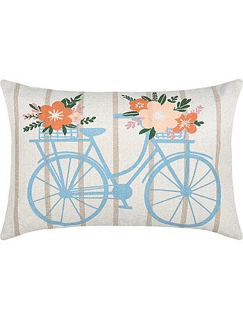 Cuscino in cotone con motivo floreale di biciclette