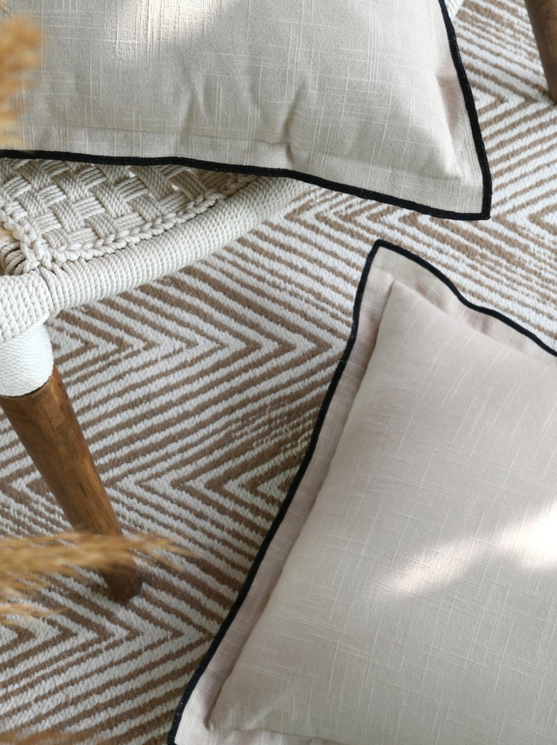 Cuscino in cotone, volant piatto smerlato, nero Beige conchiglia - Kiabi