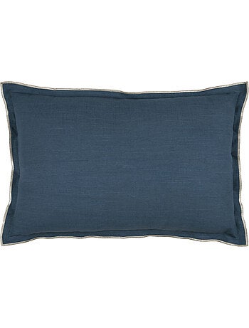 Cuscino in cotone, volant piatto smerlato, nero