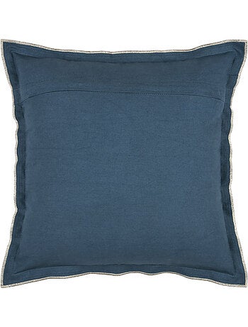 Cuscino in cotone, volant piatto smerlato, nero