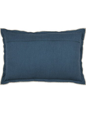 Cuscino in cotone, volant piatto smerlato, nero
