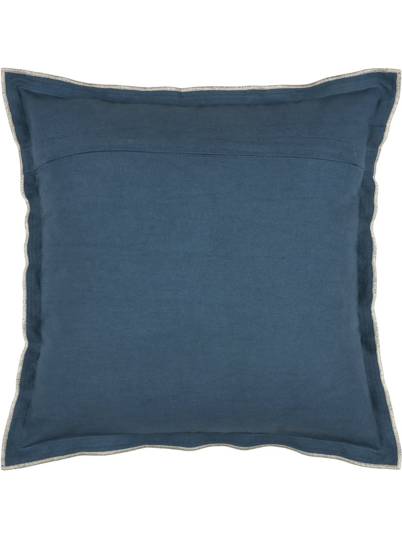 Cuscino in cotone, volant piatto smerlato, nero Blu - Kiabi